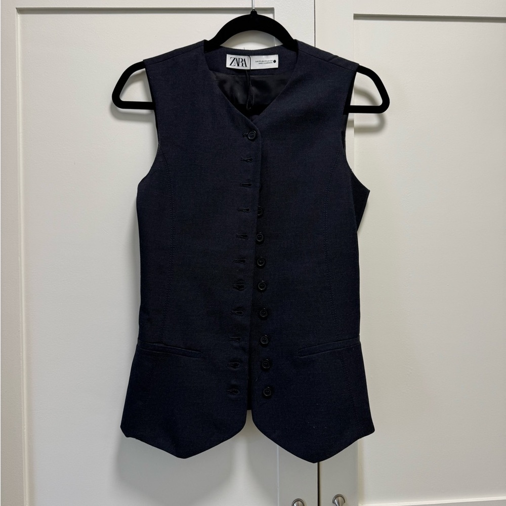 Zara Midnight Black Sleeveless Vest